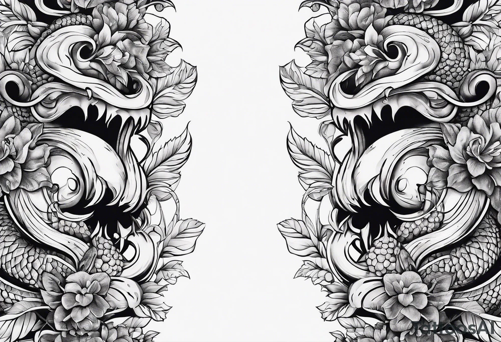 Schlange mit Kirschblüten tattoo idea