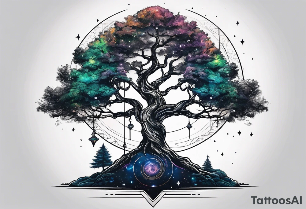 Tree with Jedi symbol and a together forever through time and space tattoo idea