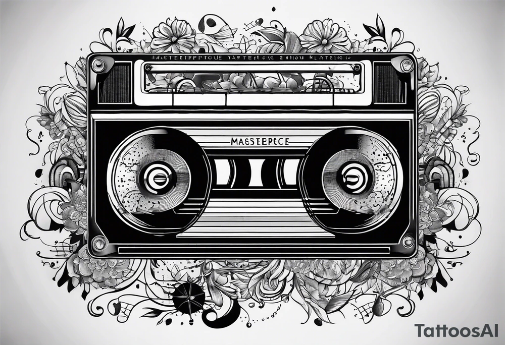 Retro cassette with notes. tattoo idea