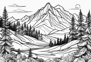 Mountain outline single line tattoo idea