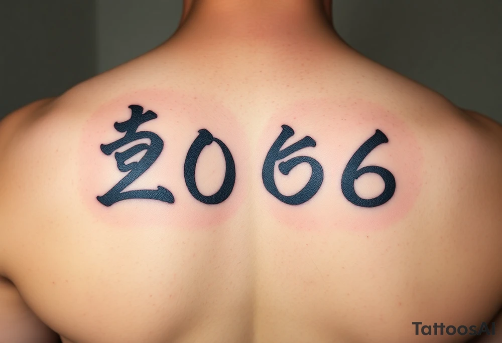 The date 30th of December 2006 in kanjis style sosho with thick lines filled with shading and fine lines tattoo idea