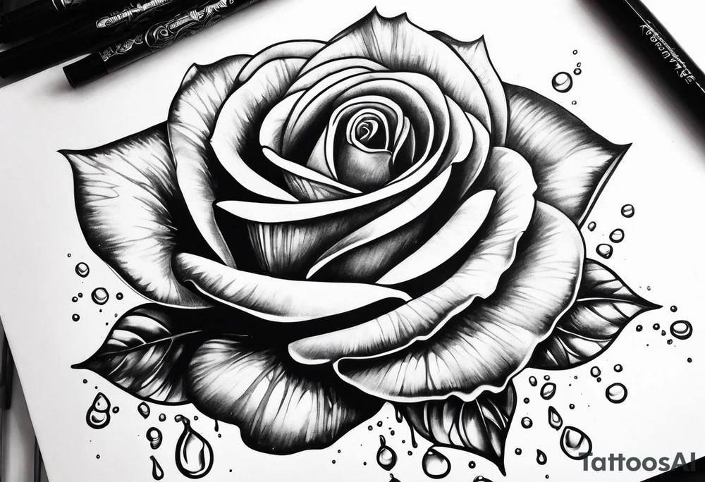 rose dripping water tattoo idea