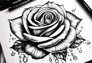 rose dripping water tattoo idea