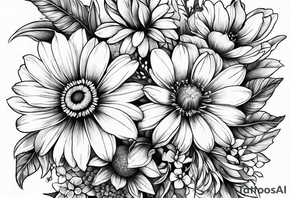 wildflower bouquet tattoo idea