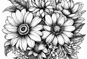 wildflower bouquet tattoo idea