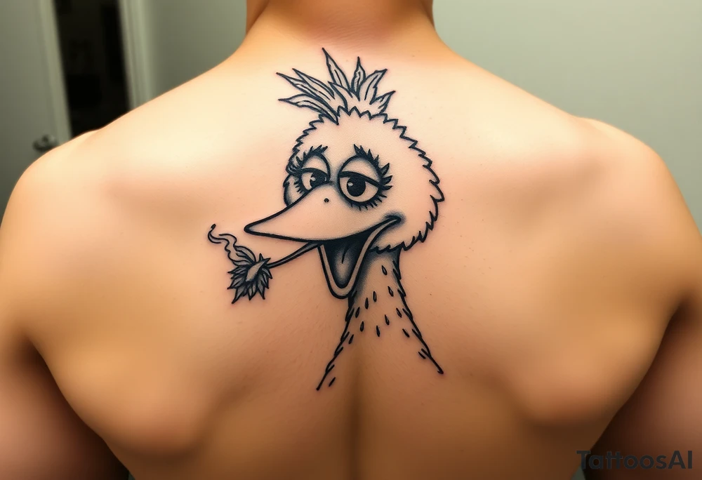 Big Bird from sesame Street smoking marijuana tattoo idea