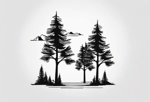 Three tiny pine trees tattoo idea