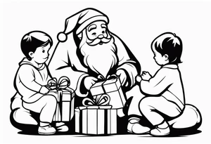 Santa giving gifts to children tattoo idea