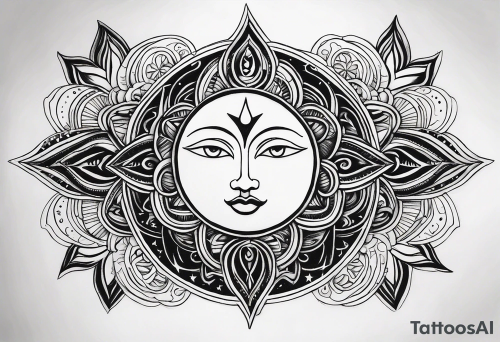 Sun and moon tattoo idea