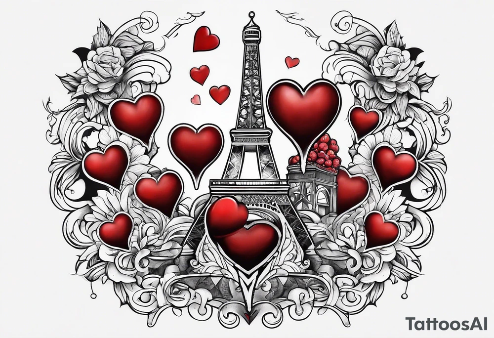 small ice cream cone with small red heart on it somewhere while representing Paris tattoo idea
