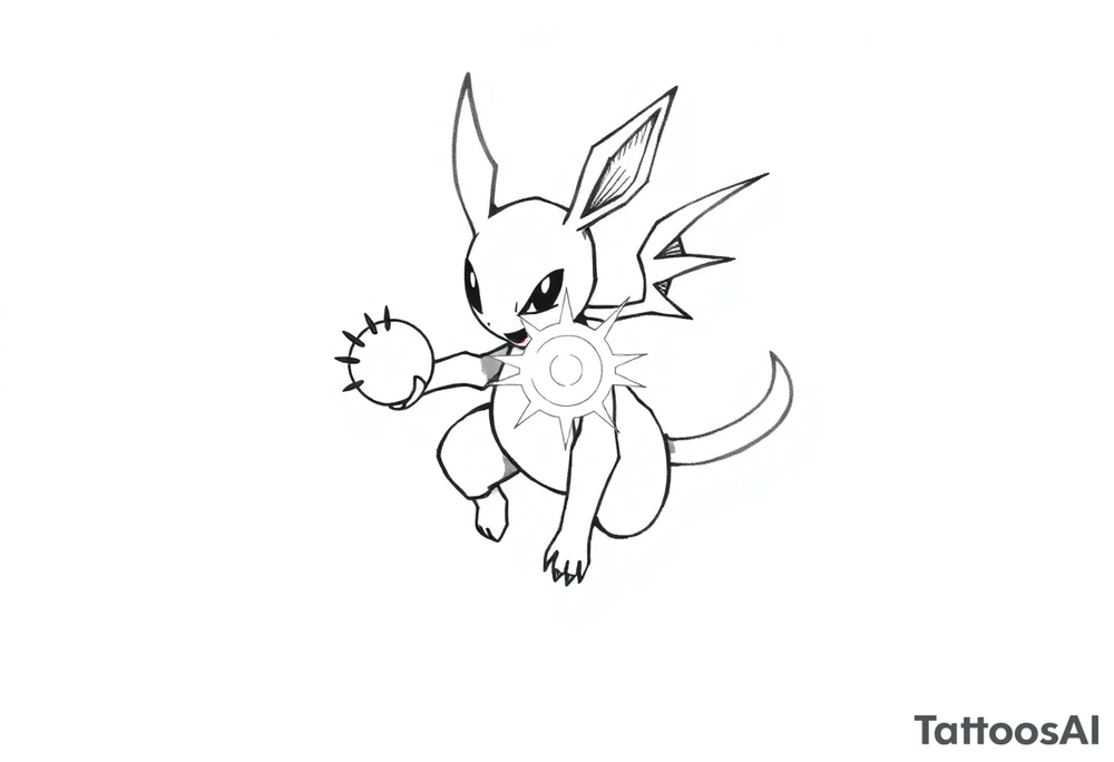 Lucario attacking with Aura Sphere tattoo idea