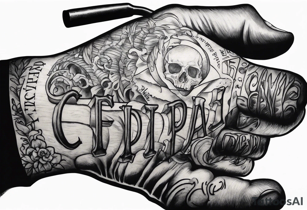 Meth pipe in a hand. 
Underneath the hand the text,  'from my cold dead hands ' tattoo idea