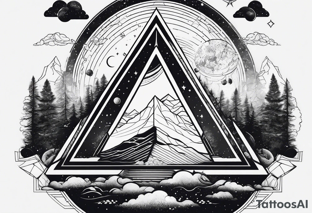 line art of space and nature in triangle tattoo idea line art of space and nature in triangle tattoo idea