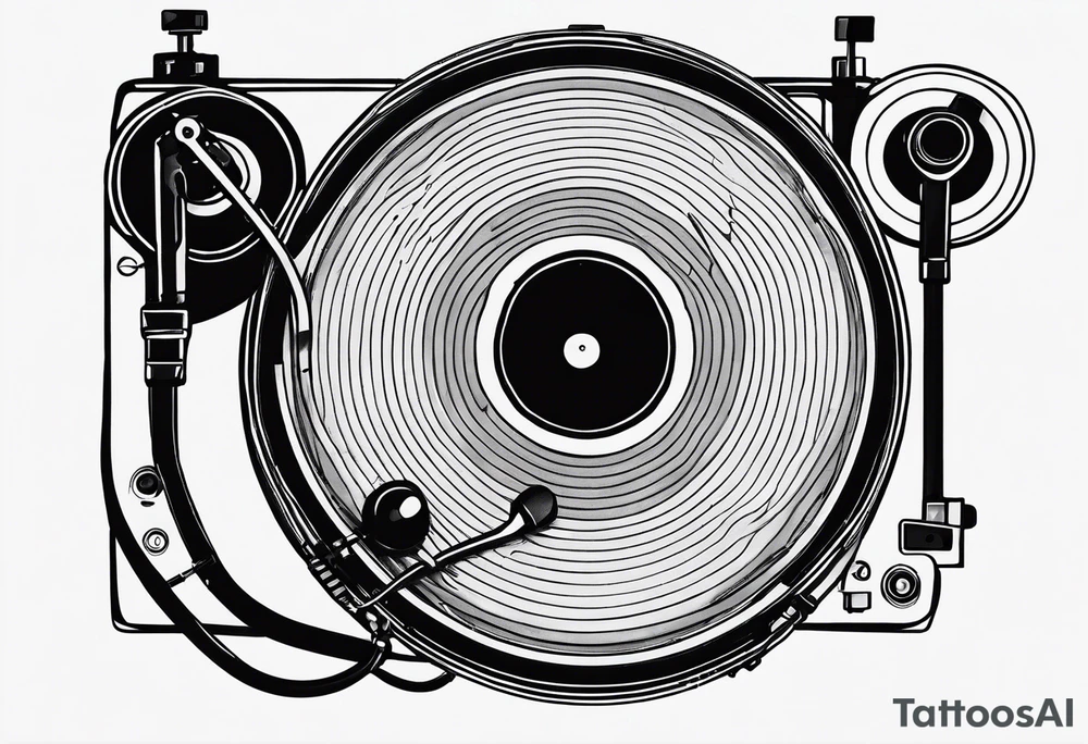 Recordplayer minimalistic fineline drawed in 2D tattoo idea Recordplayer minimalistic fineline drawed in 2D tattoo idea