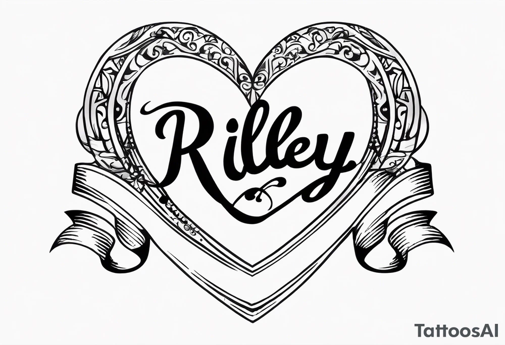 heart with ribbon that says "Riley and Mel forever" tattoo idea