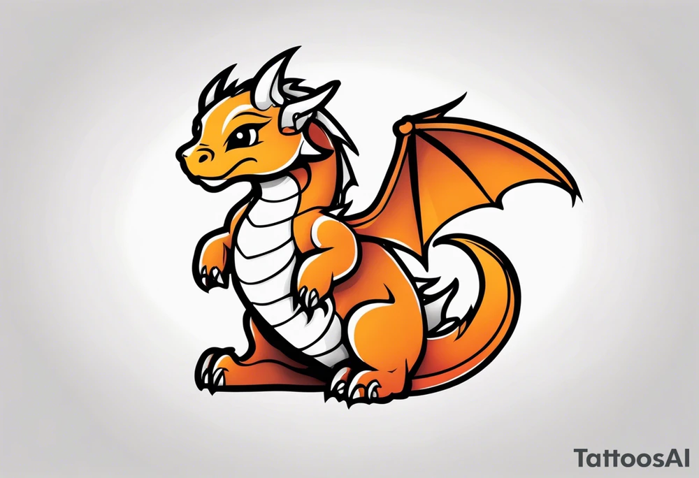 Minimalist chibi dragon tattoo tattoo idea