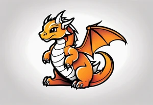 Minimalist chibi dragon tattoo tattoo idea