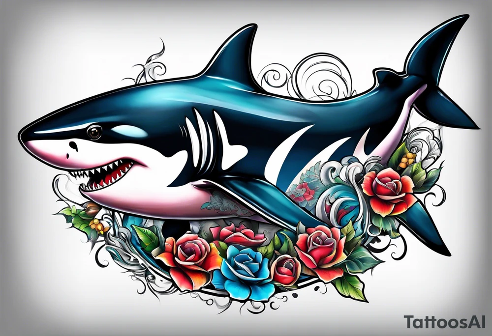 Shark and killer whale tattoo idea