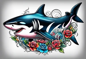 Shark and killer whale tattoo idea