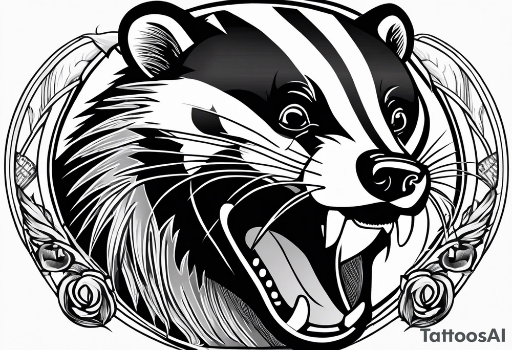 Neo traditional badger with mouth open and swiping tattoo idea