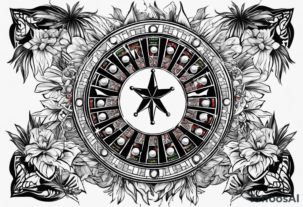 ROULETTE casino card games dice sun palm tree tattoo idea