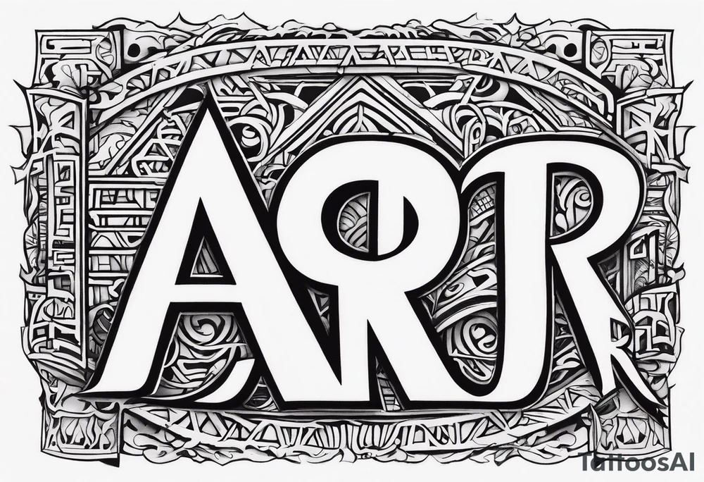 the letters A R in the middle of a ninja headband tattoo idea