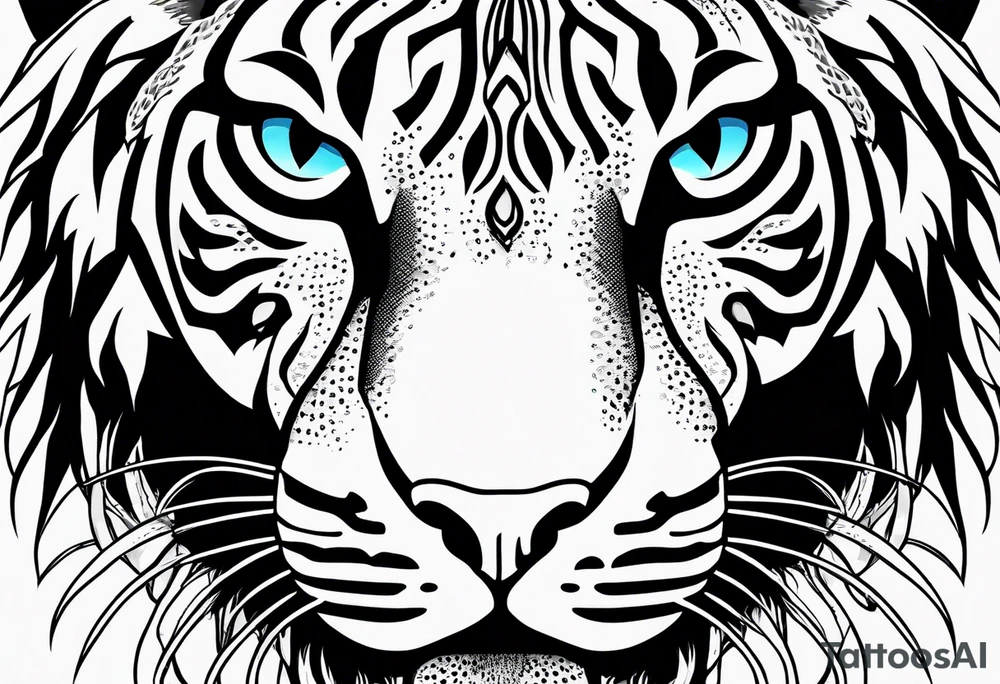 big cat face, growling or roaring, no mane tattoo idea