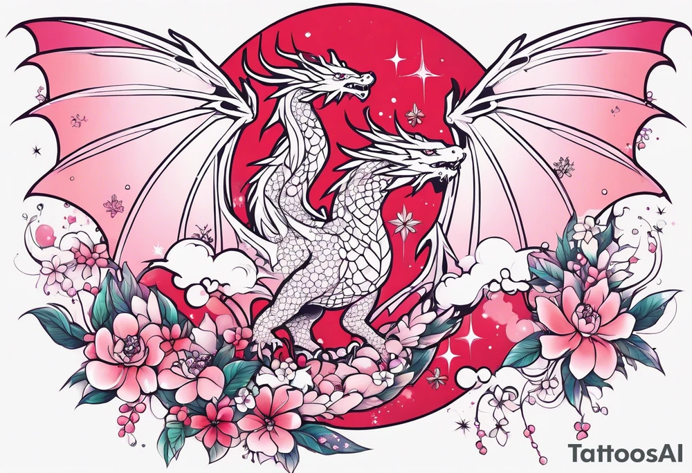 Constellation, wing , snow , cross , dragon female japan kawaii , flower tattoo idea