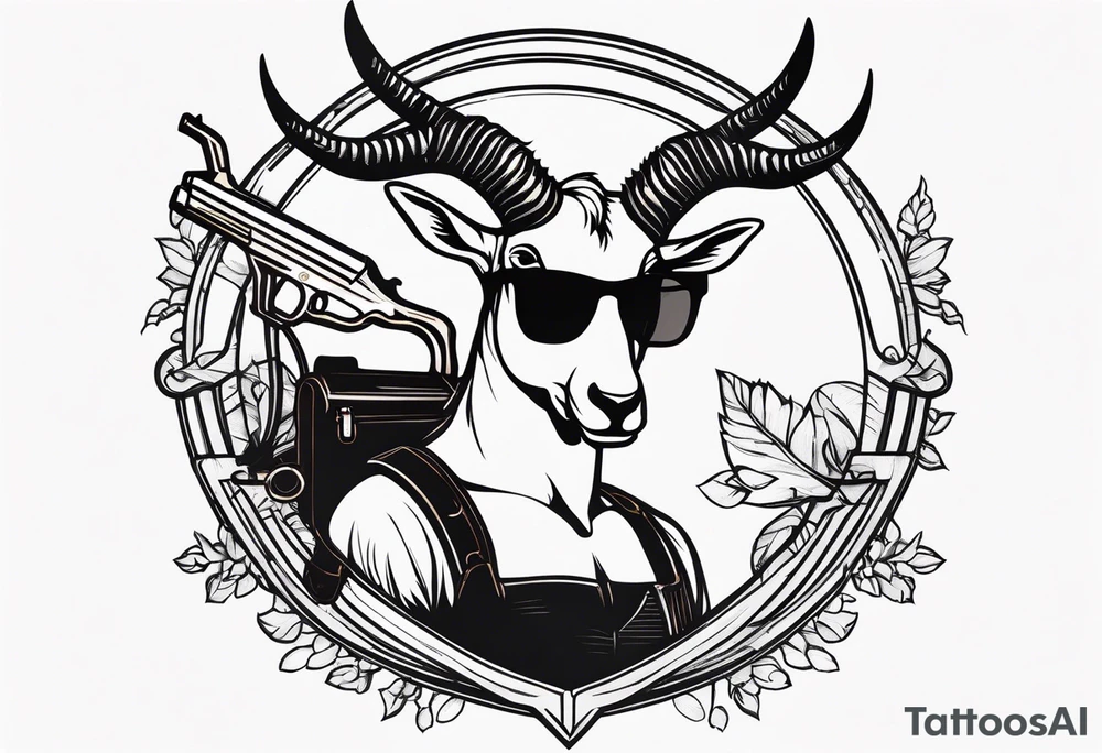 capricorn with sunglasses and a shotgun tattoo idea