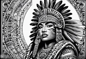 aztec theme sleeve tattoo idea