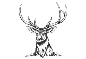 a rain deer horn standing alone with wood pattern on it tattoo idea