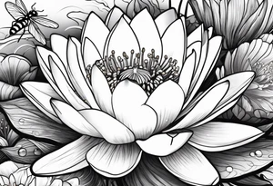 Water Lily, dragonfly, bee, Lily of the valley, lavender, Peony, lady bug tattoo idea