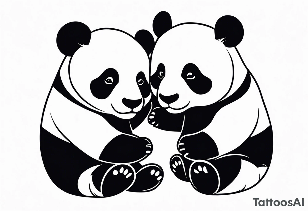 Cute pandas embracing or holding hands. tattoo idea