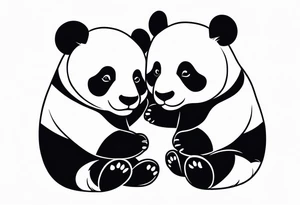 Cute pandas embracing or holding hands. tattoo idea