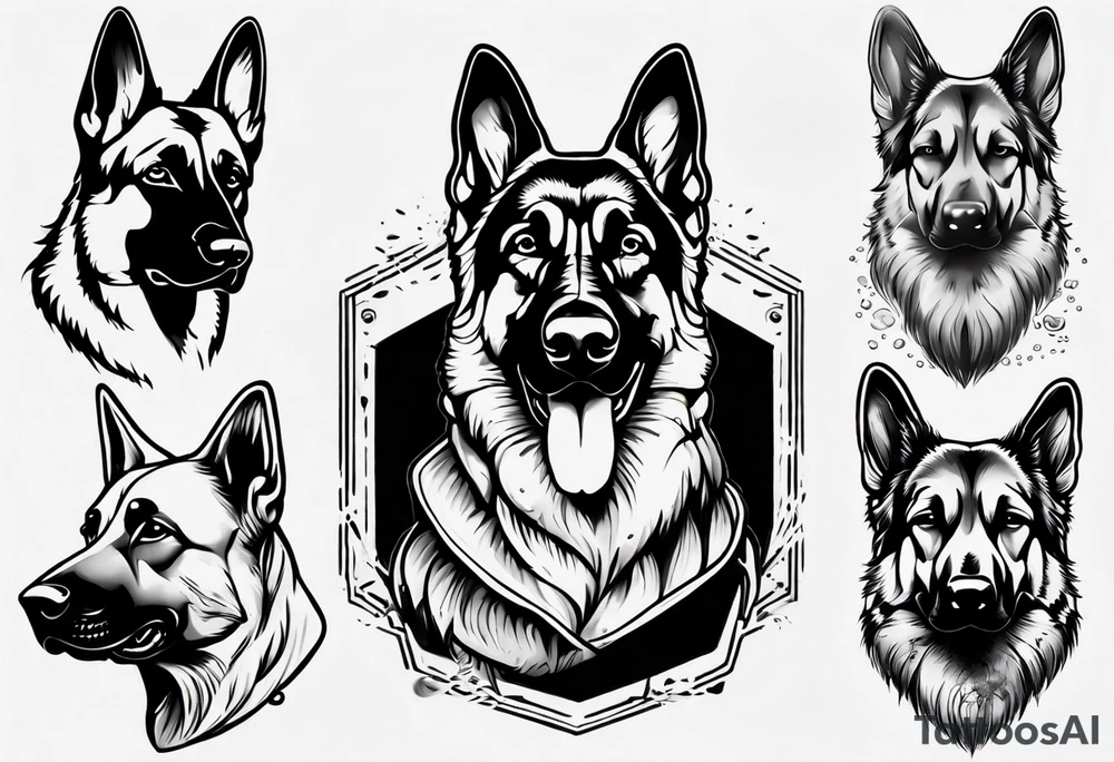German Shepherd portrait tattoo idea