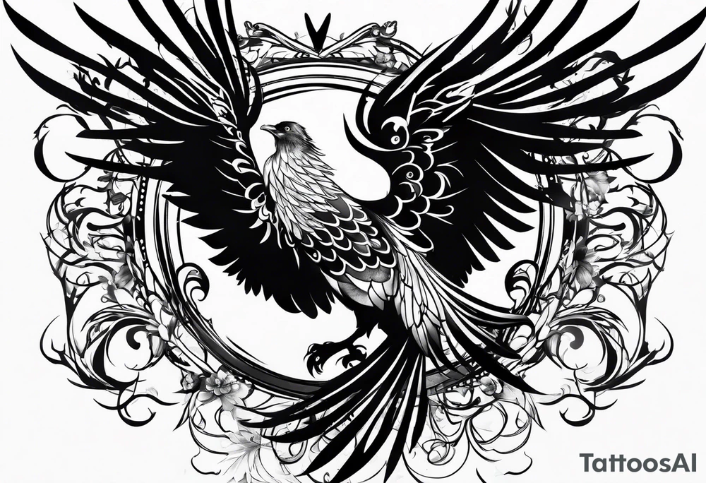 Trash polka Phoenix tattoo idea