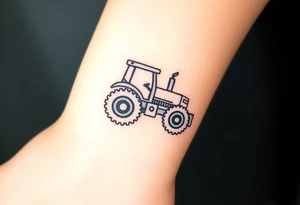 A stylized tractor made of mechanical gears, showing the strength and engineering behind farming machinery tattoo idea