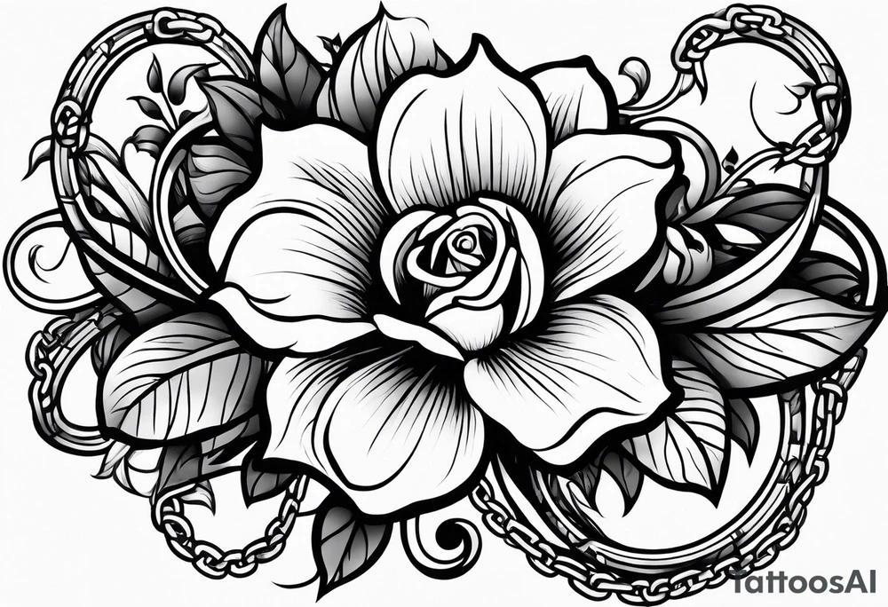 Chains around a flower tattoo idea
