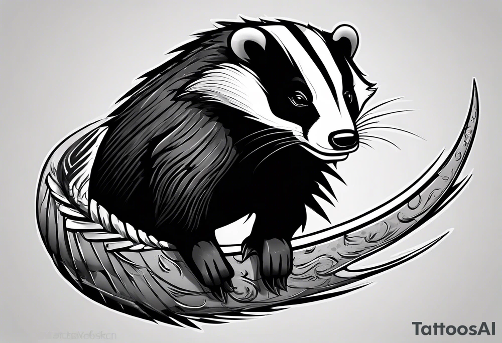 Draw me badger with aggressive full body, killer face with cute smile, very long nails and he attacks like a Turkish gladiator to enemy and also he has very deadly looking. The only weapon is his braveness he fights with his nails. tattoo idea