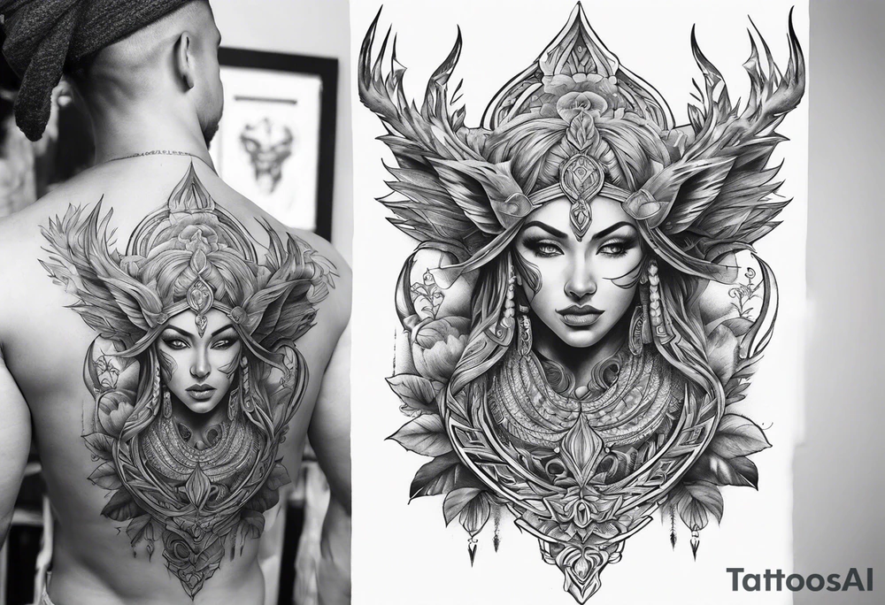 Yggdrisil back piece tattoo idea
