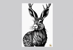 jackalope  silhouette portrait tattoo idea