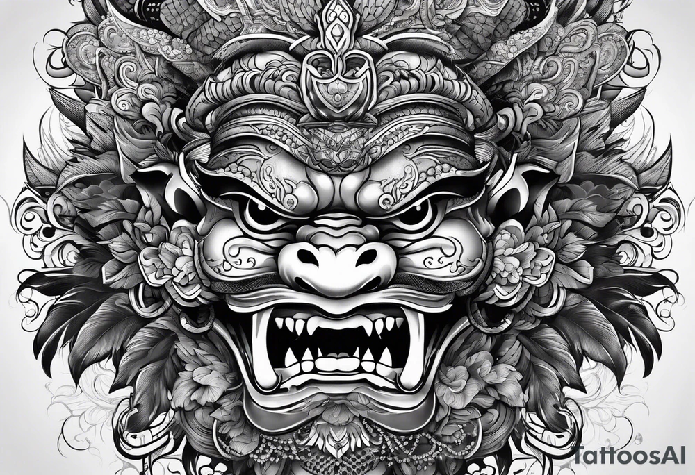 Barong bali teeth tattoo idea