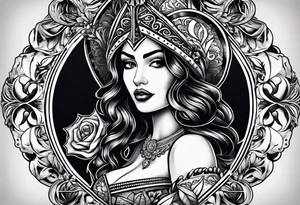 Queen of Spades, Latina, in frame tattoo idea