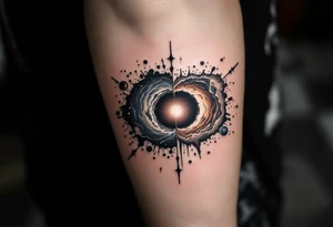 Two different universes on separate sides of a black hole tattoo idea