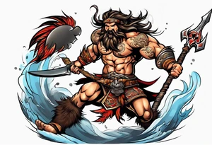 leaping barbarian tattoo idea