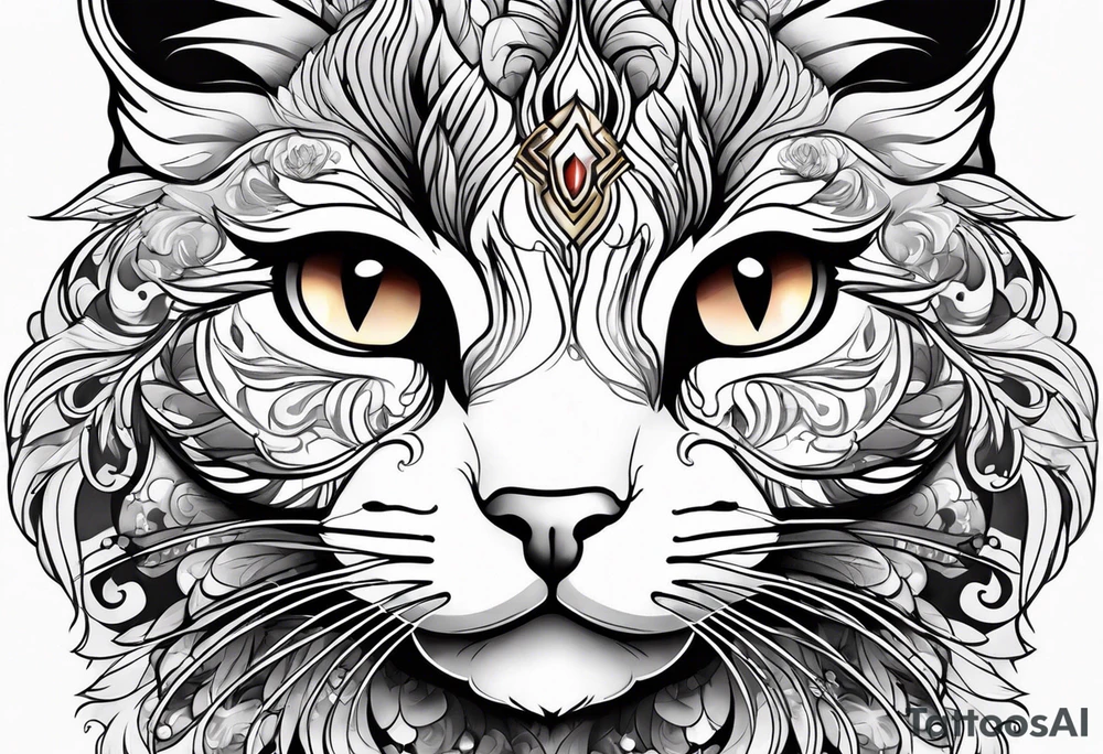 Black and white cat tattoo idea