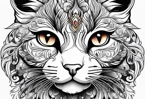 Black and white cat tattoo idea