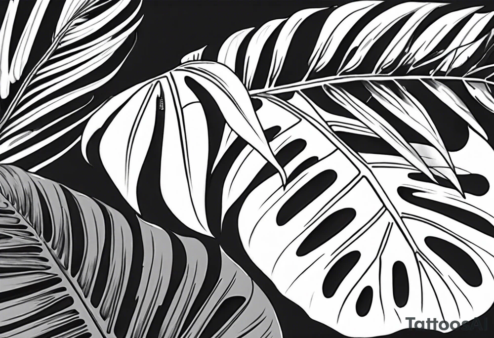 Monstera avec vipère tattoo idea