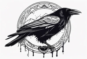black raven with blood in mouth tattoo idea