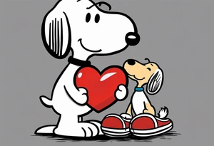 snoopy 2000s with a heart tattoo idea
